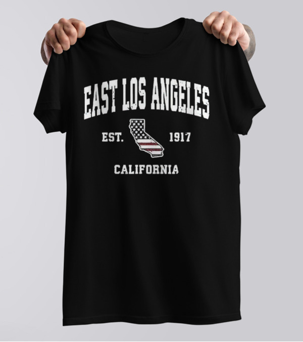 East Los Angeles California Est 1917 United States Flag Map T-Shirt