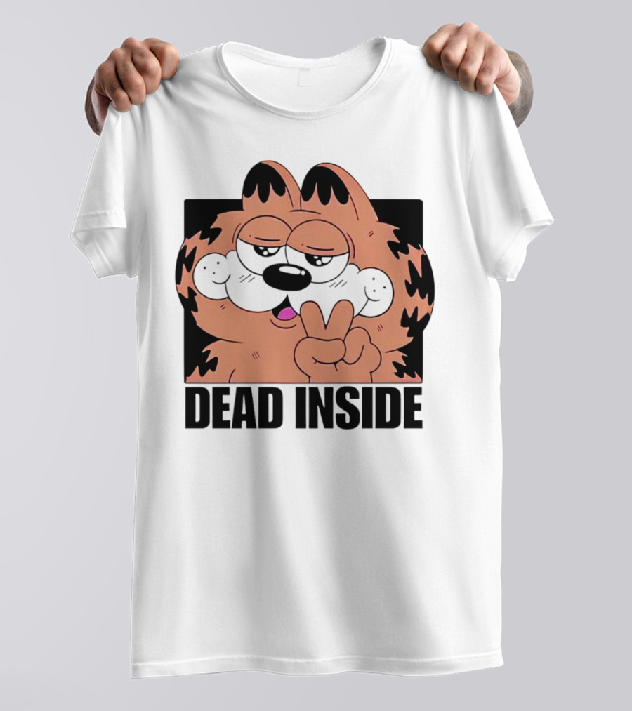 Garfield Dead Inside Peace Sign Iconic Meme T-Shirt