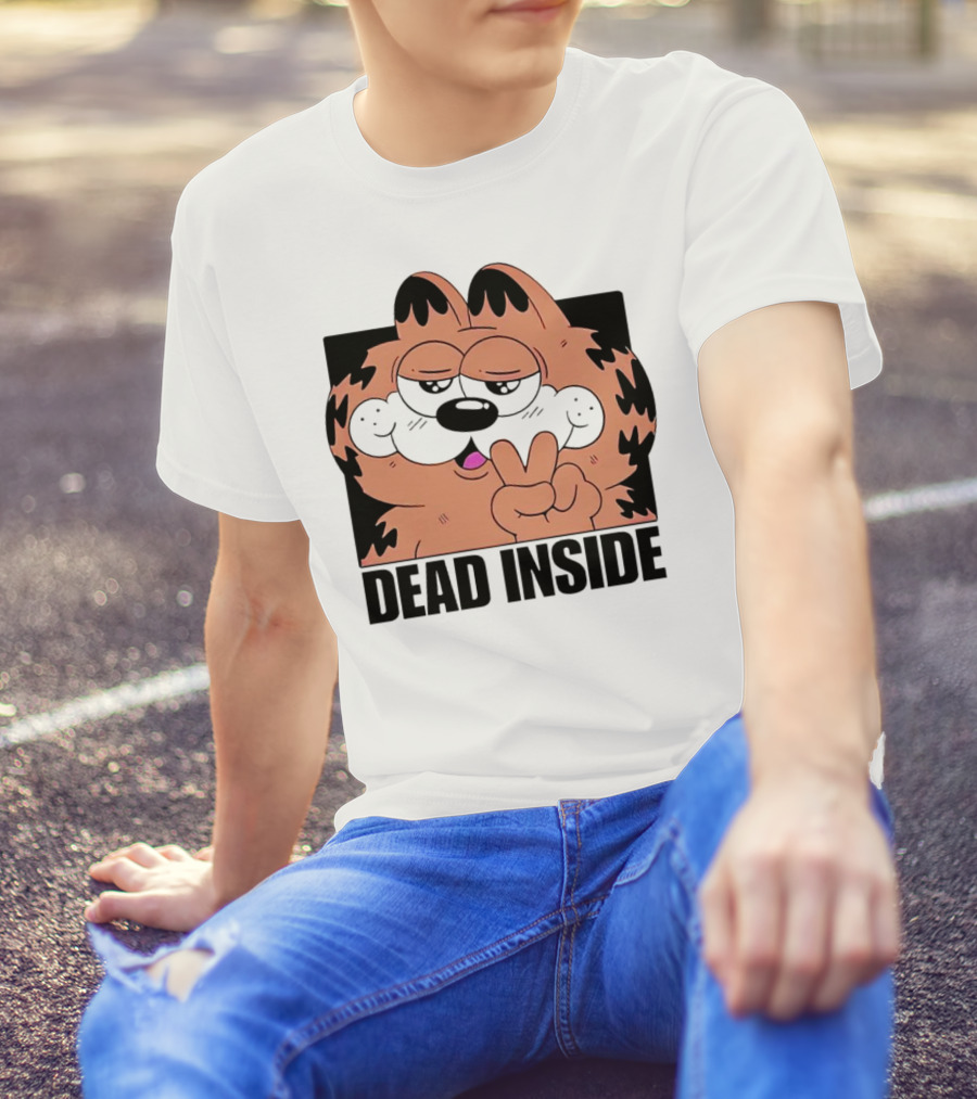 Garfield Dead Inside Peace Sign Iconic Meme T-Shirt