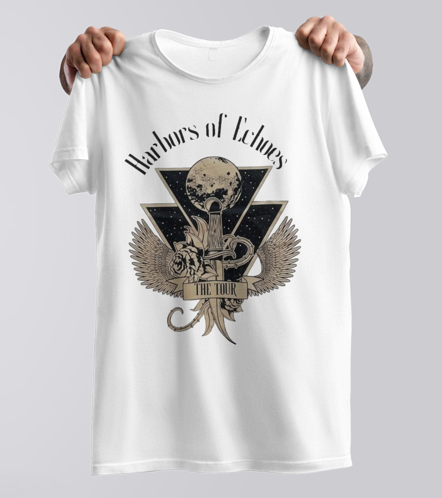 Harbors Of Echoes The Tour Moon Wings Sword Roses T-Shirt
