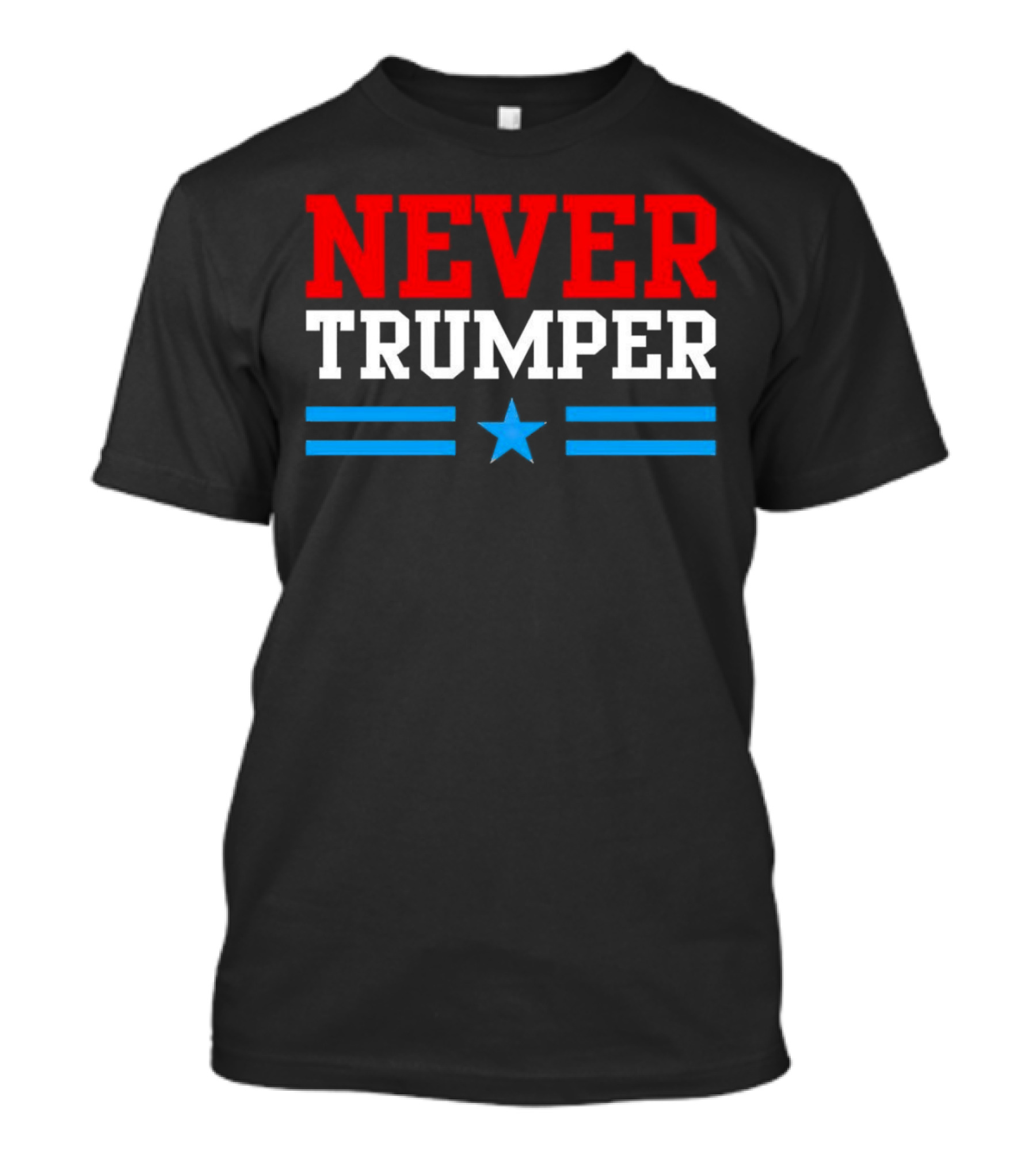 NEVER TRUMPER Red White Blue Star Stripes T-Shirt