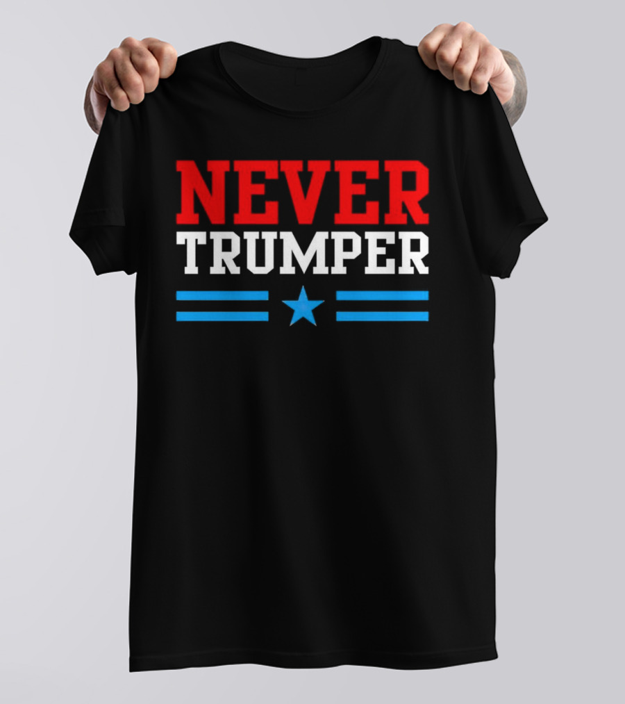 NEVER TRUMPER Red White Blue Star Stripes T-Shirt