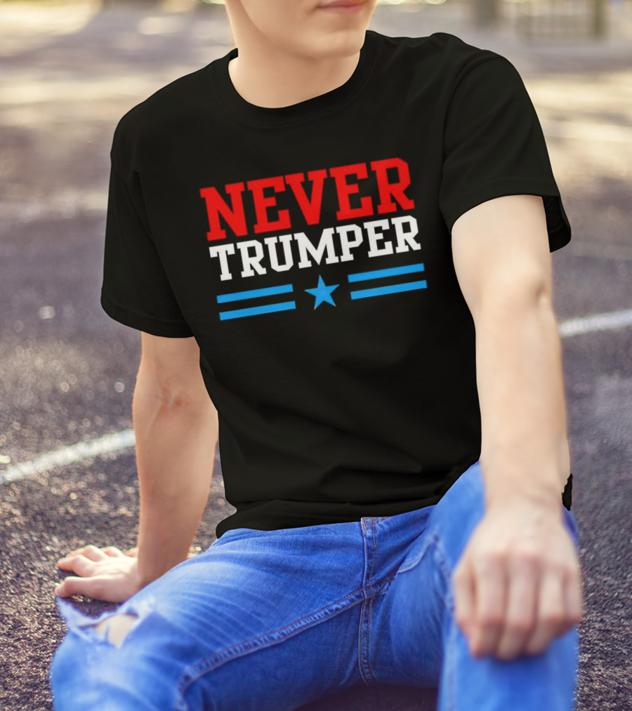 NEVER TRUMPER Red White Blue Star Stripes T-Shirt
