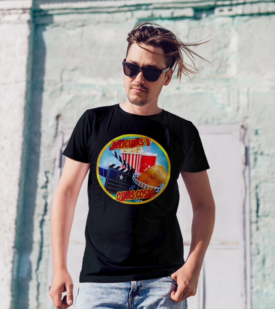 Peliculas Y Otras Cosas Con Claqueta, Palomitas, Ticket, Refresco Y Cine T-Shirt