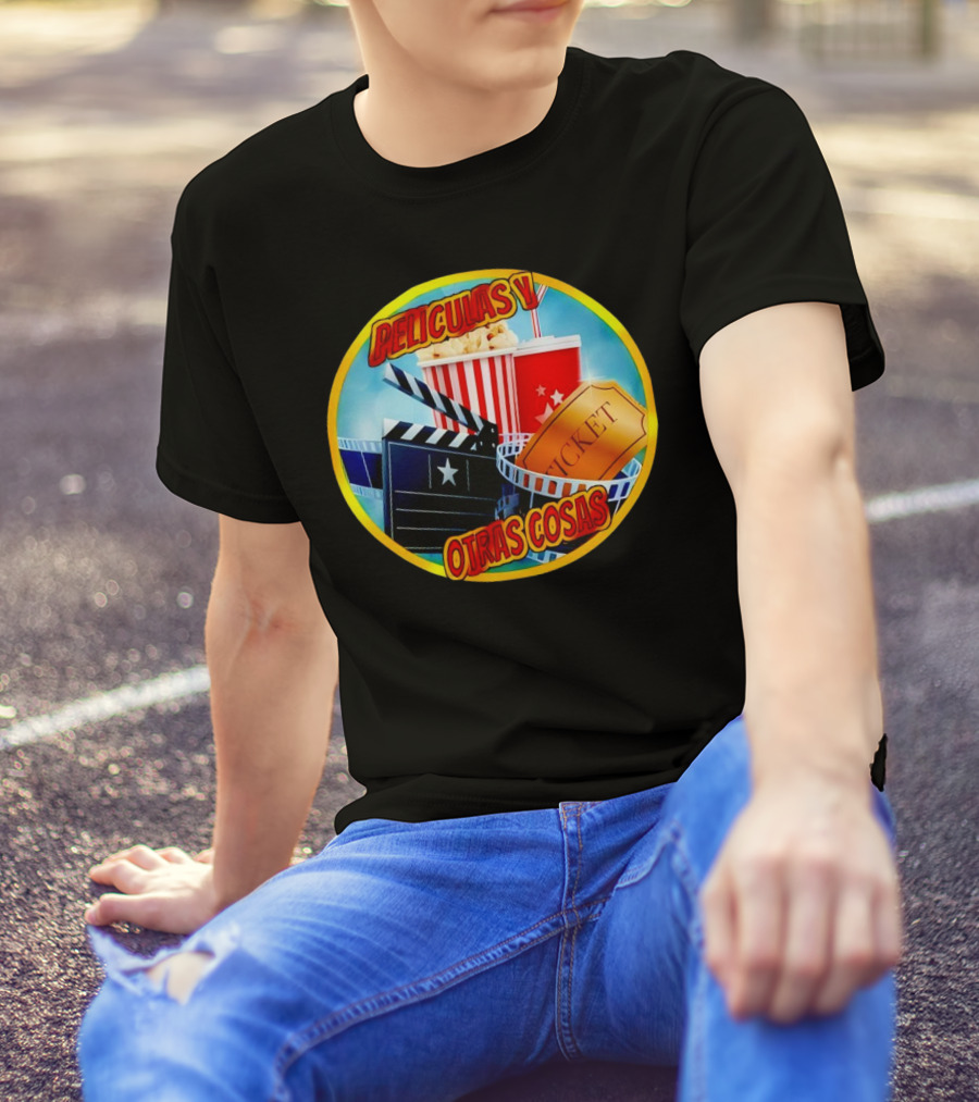 Peliculas Y Otras Cosas Con Claqueta, Palomitas, Ticket, Refresco Y Cine T-Shirt