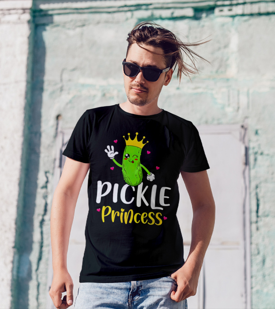 Pickle Princess Cute Crowned Character With Hearts T-Shirt