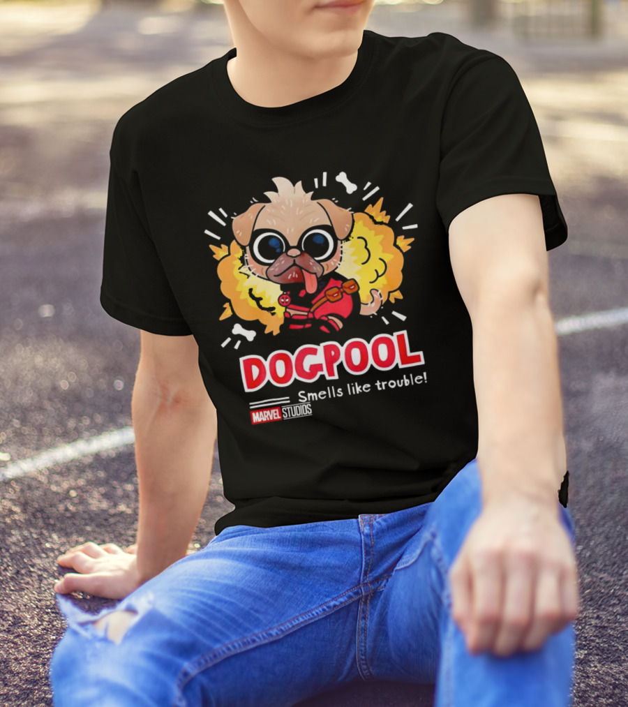 Deadpool Marvel Studios Dogpool Smells Like Trouble T-Shirt