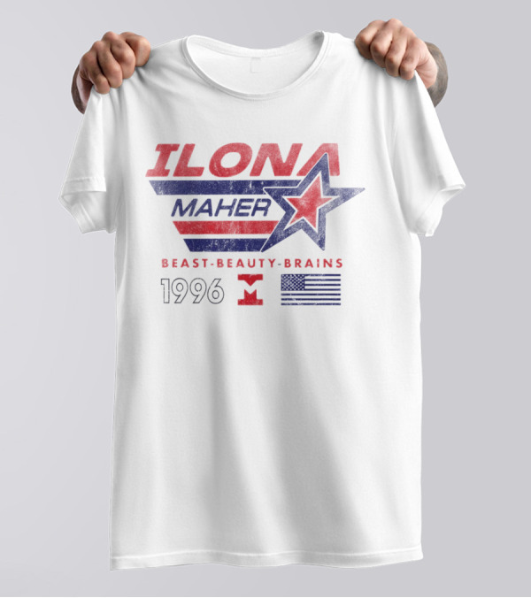Ilona Maher Beast Beauty Brains 1996 Star Flag Emblem T-Shirt