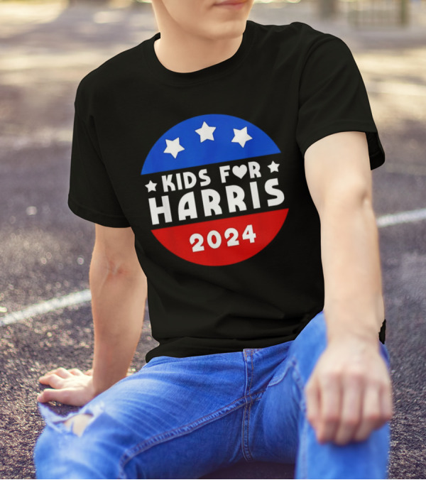 Kids For Harris 2024 Stars Red Blue Circle T-Shirt