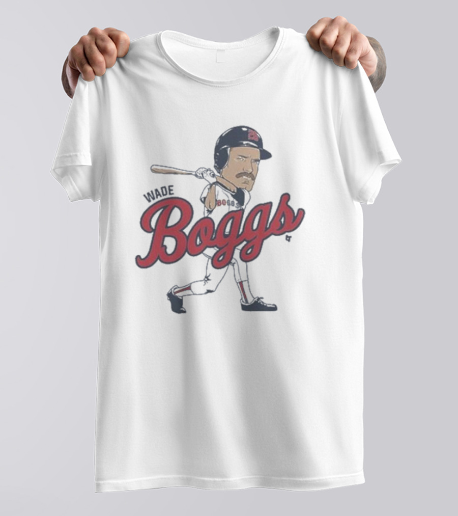 Wade Boggs Caricature Baseball Player With Bat And Signature T-Shirt