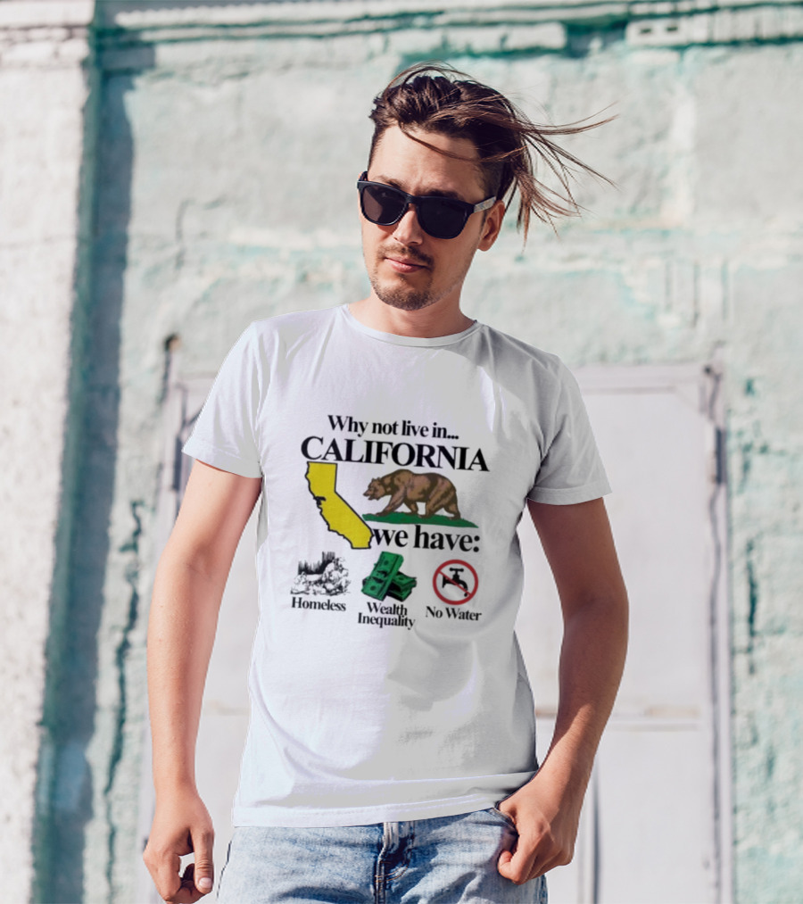 Why Not Live In California We Have Homeless Bear Wealth Inequality No Water T-Shirt