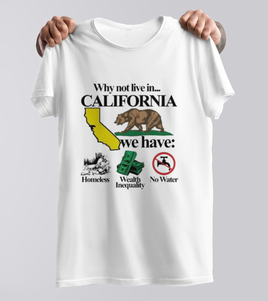 Why Not Live In California We Have Homeless Bear Wealth Inequality No Water T-Shirt
