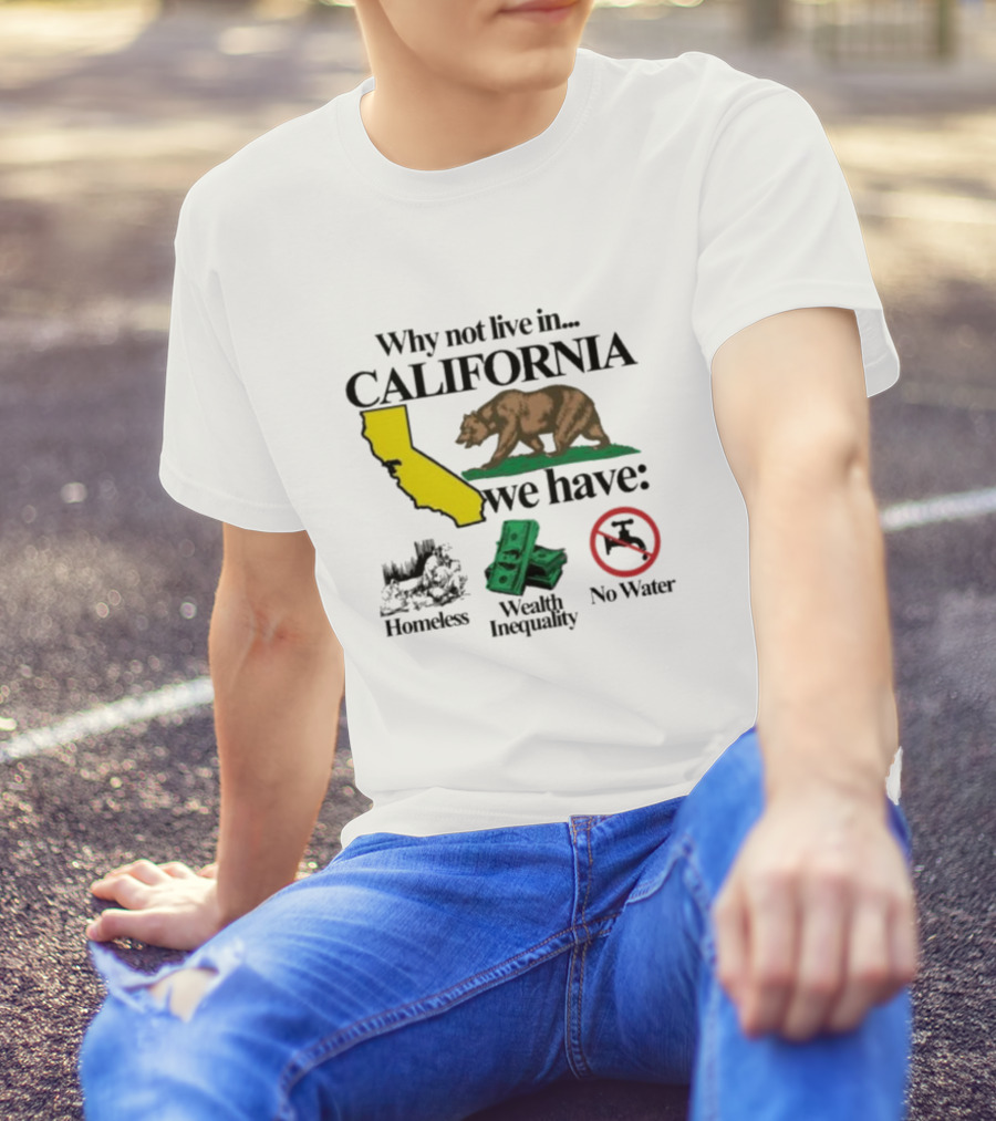 Why Not Live In California We Have Homeless Bear Wealth Inequality No Water T-Shirt