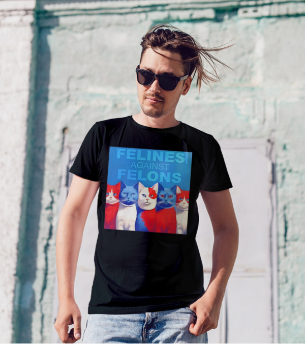 Felines Against Felons 2024 Cats Red White Blue T-Shirt