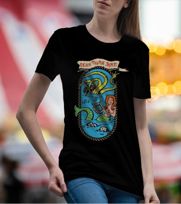 Less Than Jake Mermaid And Sea Monster Playing Music T-Shirt
