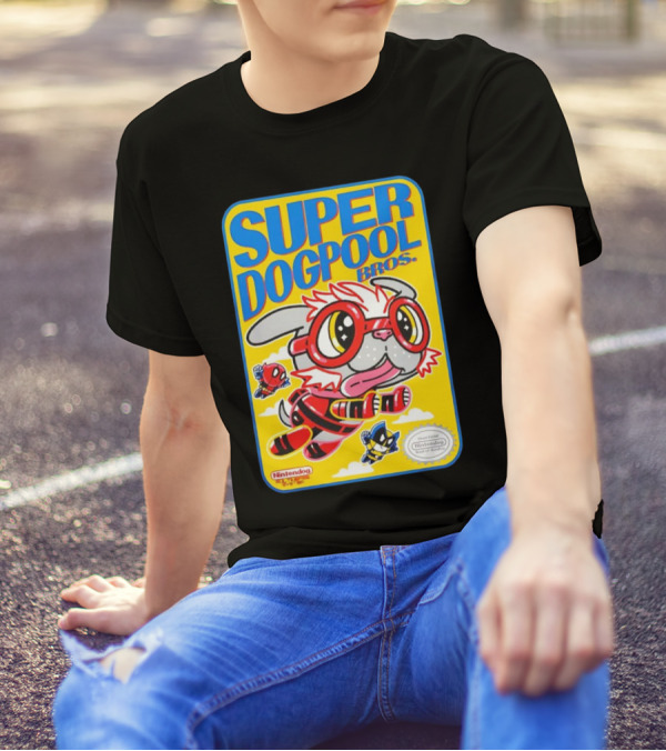 Super Dogpool Bros Deadpool Dogpool Nintendo Super Mario Bros 3 Game T-Shirt