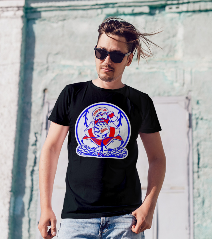 Edmonton Trappers Santa Logo Baseball Winter T-Shirt
