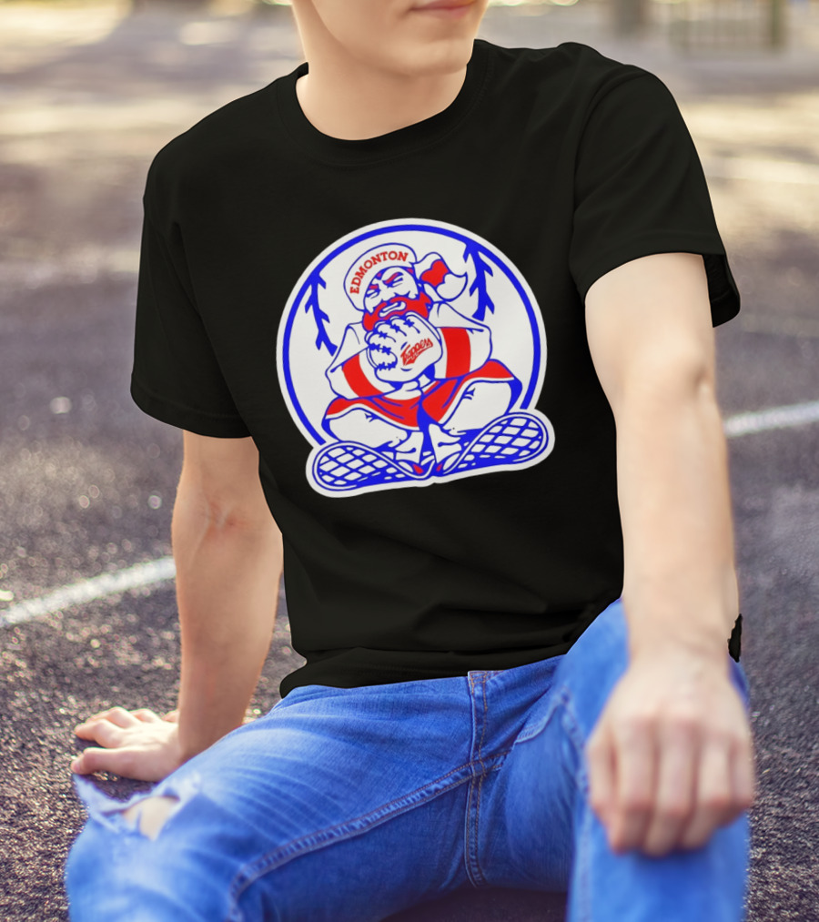 Edmonton Trappers Santa Logo Baseball Winter T-Shirt