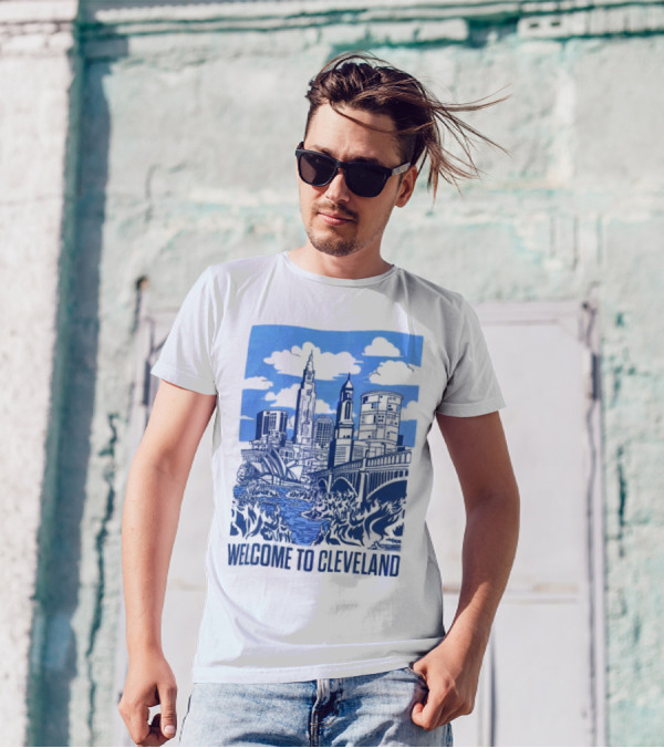 Welcome To Cleveland The Land Down Under Skyline And River T-Shirt