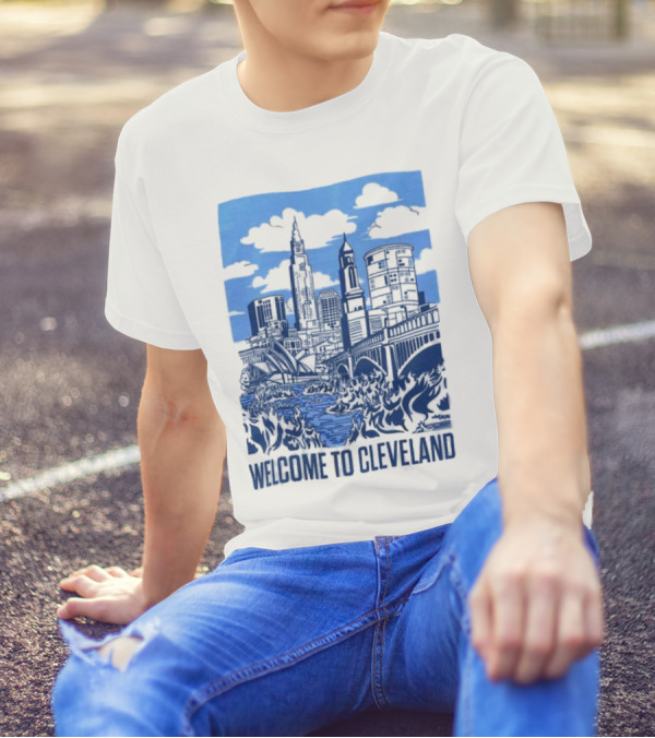 Welcome To Cleveland The Land Down Under Skyline And River T-Shirt