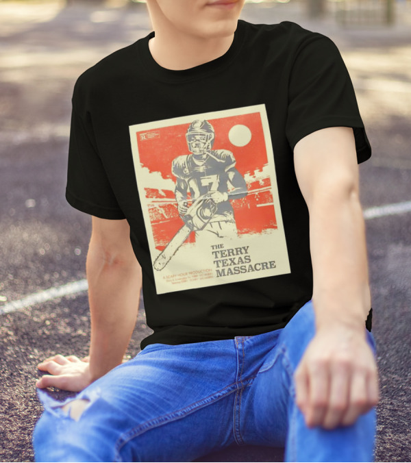 Terry Texas Massacre Scary Hour McLaurin Football Chainsaw Vintage Poster T-Shirt
