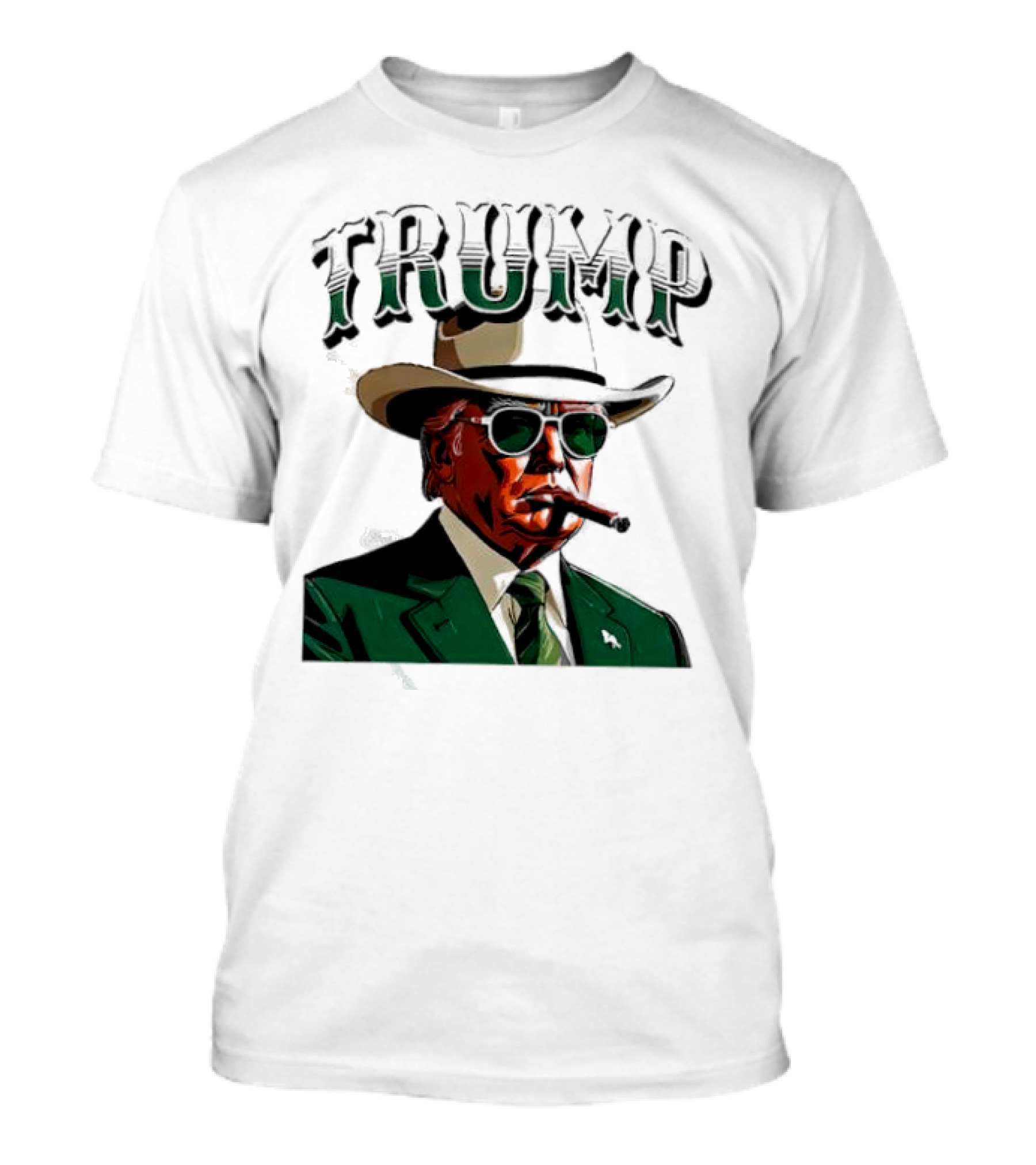 TRUMP Cowboy Smoking Cartoon With Hat And Sunglasses T-Shirt
