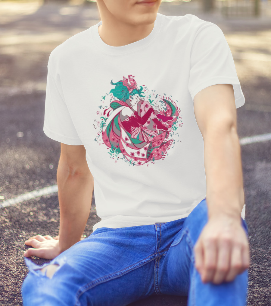 The Floating Garden Lovers In Bloom With Vibrant Floral Embrace T-Shirt