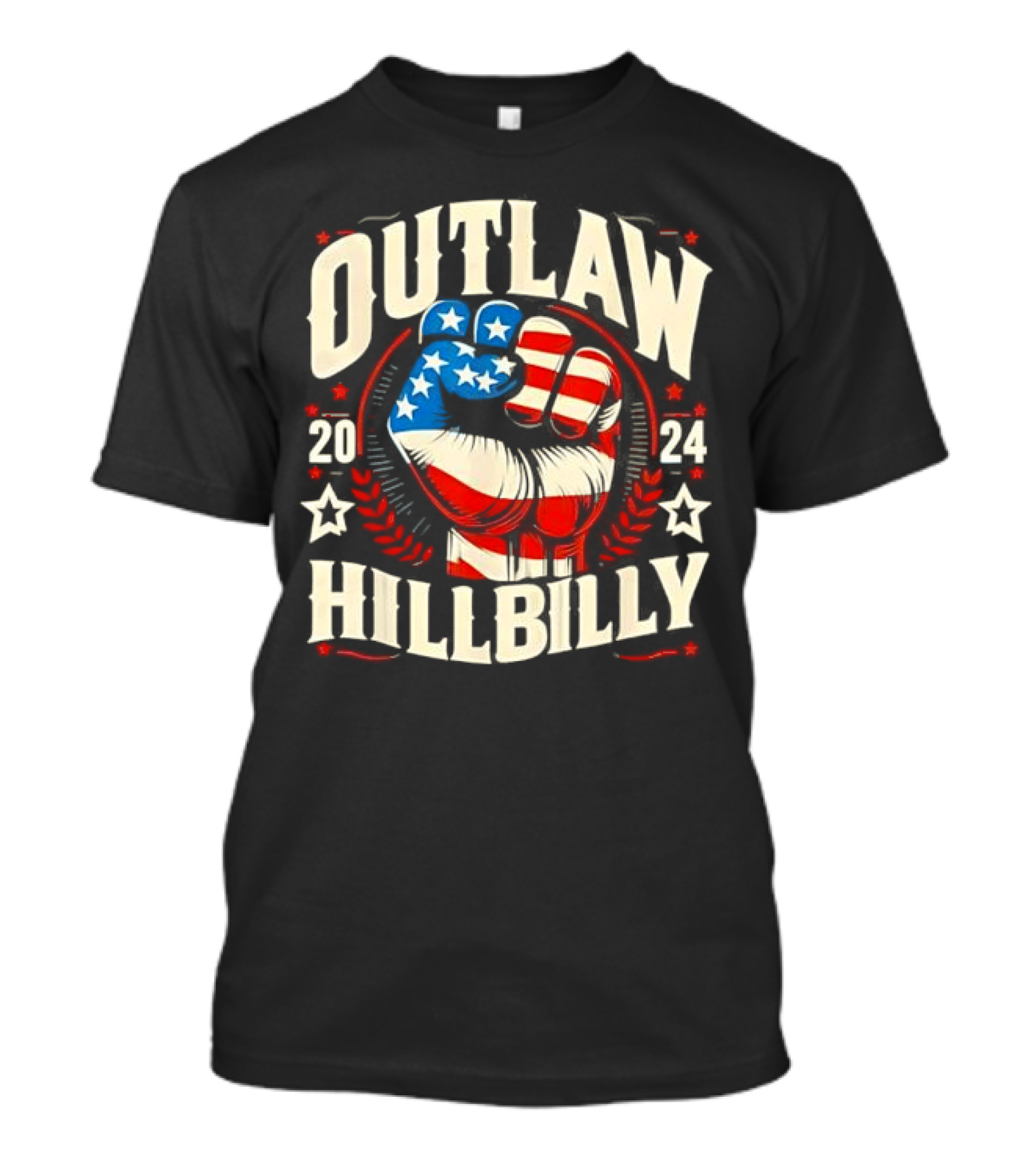 Outlaw Hillbilly 2024 Retro US Flag Patriotic Fist T-Shirt