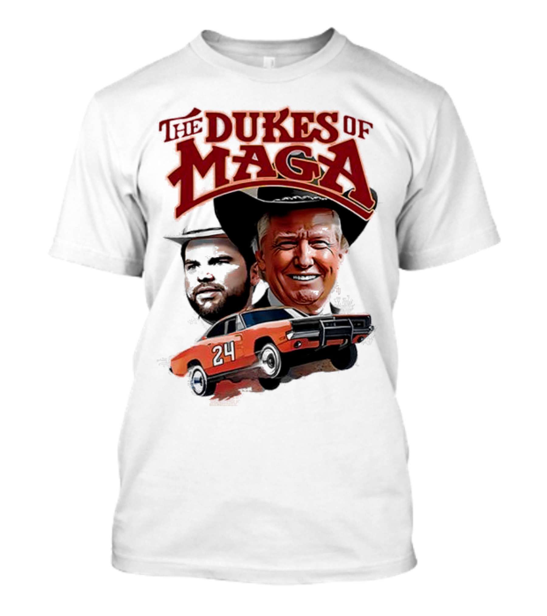 The Dukes Of Maga Car 24 With Trump And Orange Racecar T-Shirt