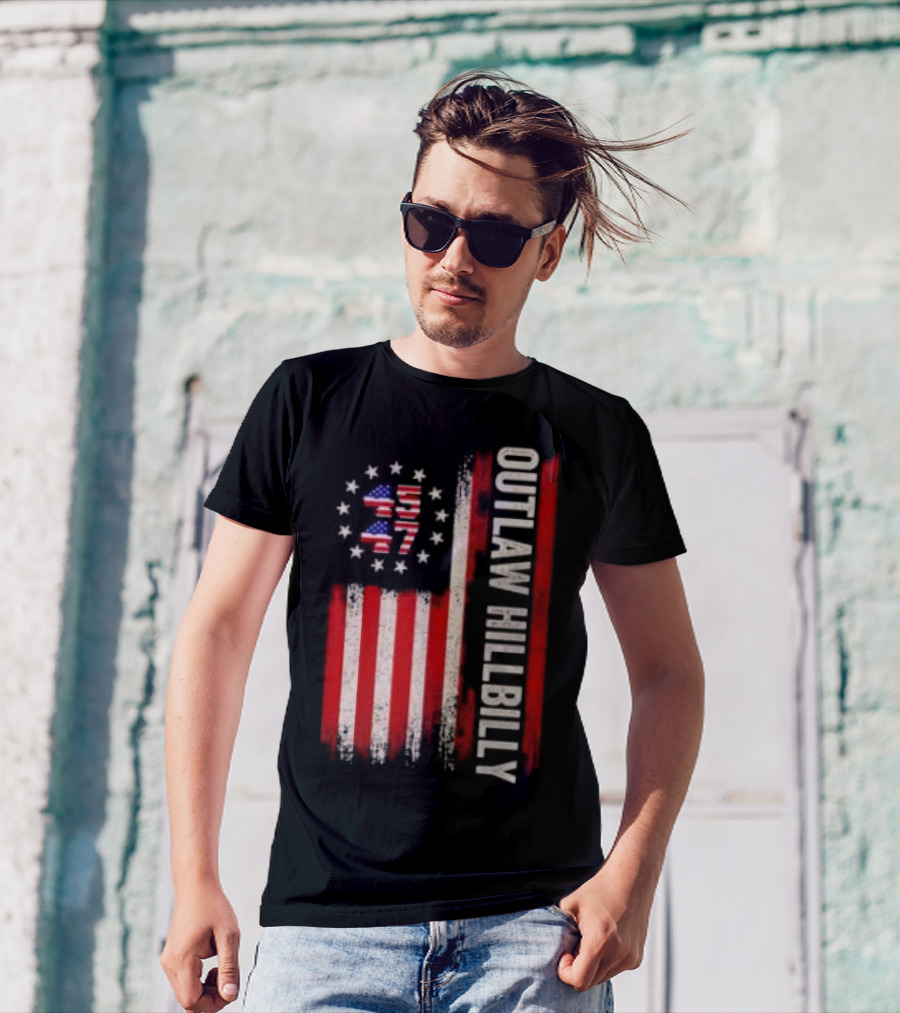 Outlaw Hillbilly American Flag 1776 Stars Stripes T-Shirt