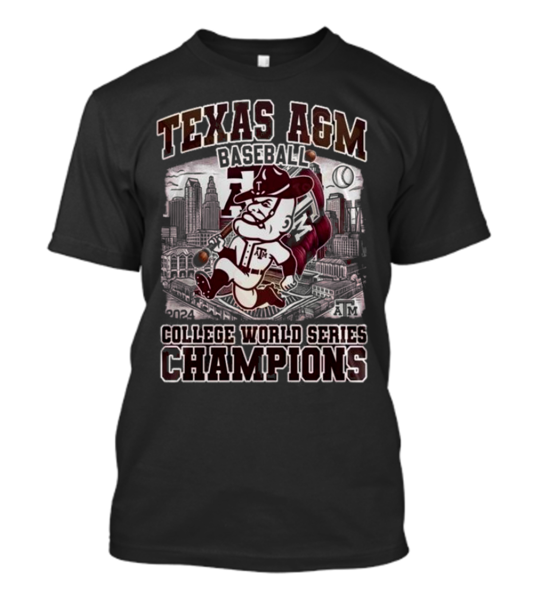 Texas A&M Aggies Baseball 2024 College World Series Champions Cityscape T-Shirt