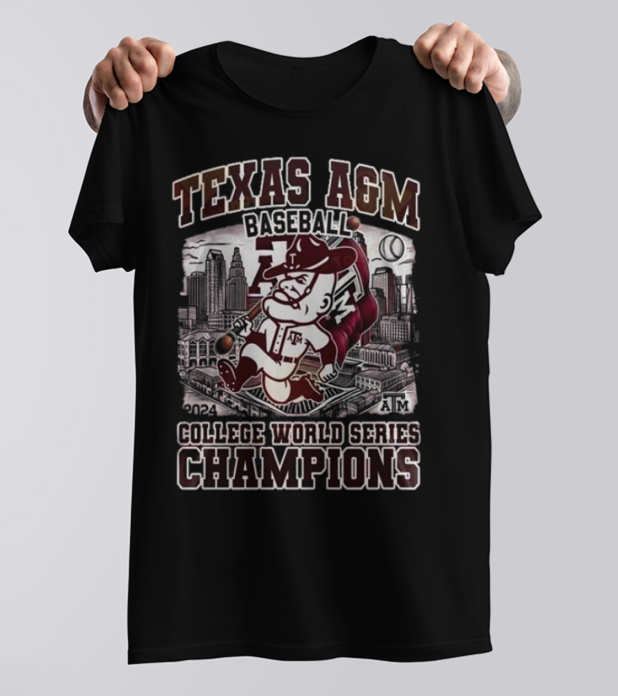 Texas A&M Aggies Baseball 2024 College World Series Champions Cityscape T-Shirt