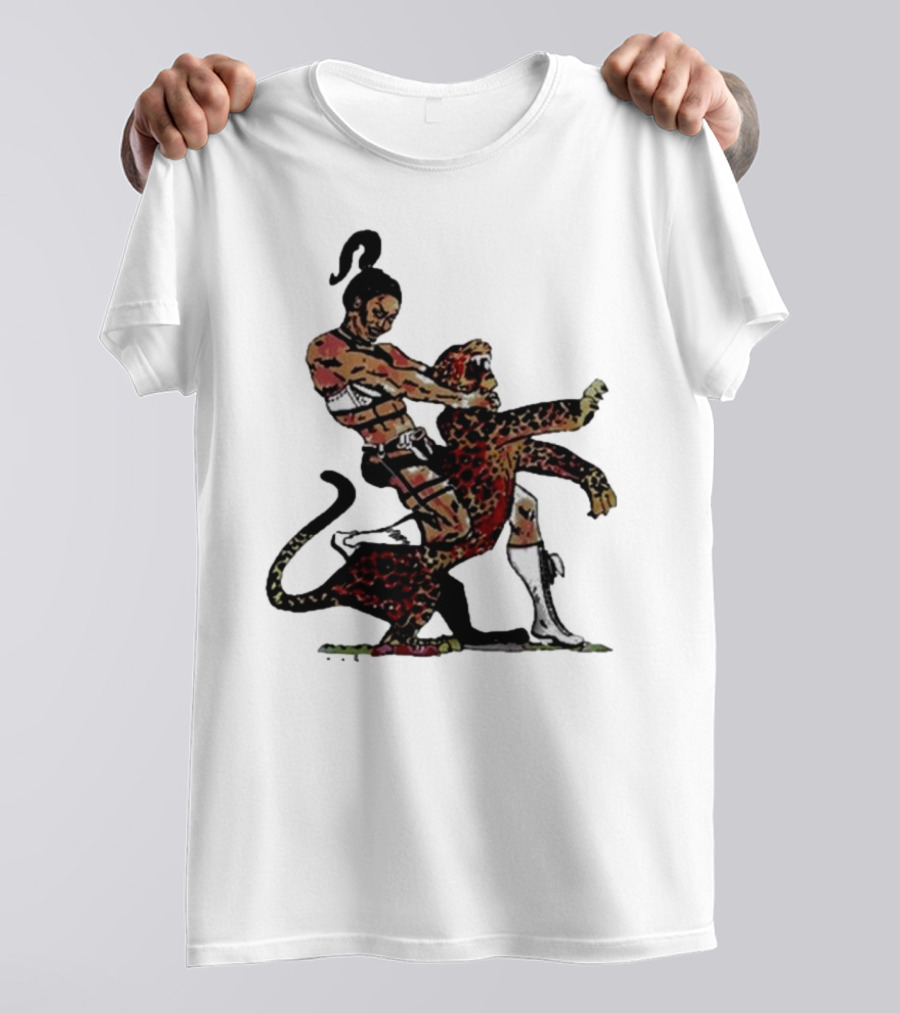 Welcome To The Jungle Wrestling Warrior And Leopard Showdown T-Shirt