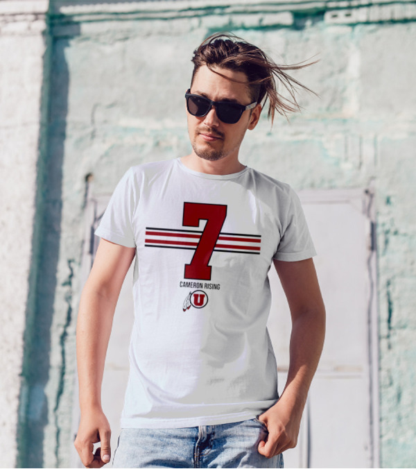 Cameron Rising Utah Utes Number 7 Stripe T-Shirt