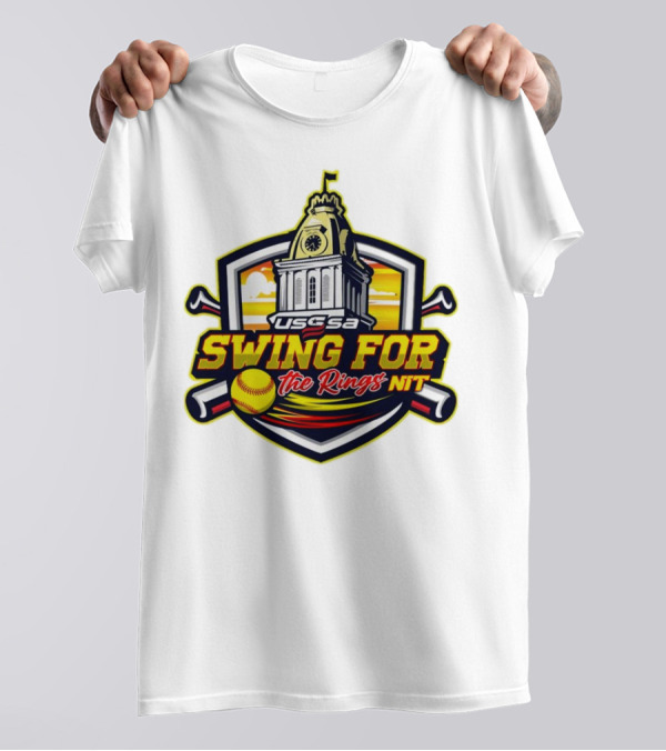 USSSA Pennsylvania Fast Pitch Swing For The Rings NIT 2024 Baseball Capitol Badge T-Shirt
