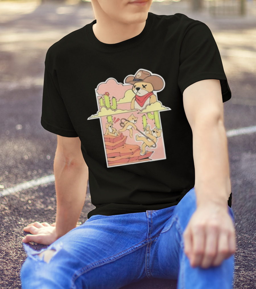 Rich And Lonely Outlaw Richie Cowboy Bear Adventure Cactus Desert T-Shirt