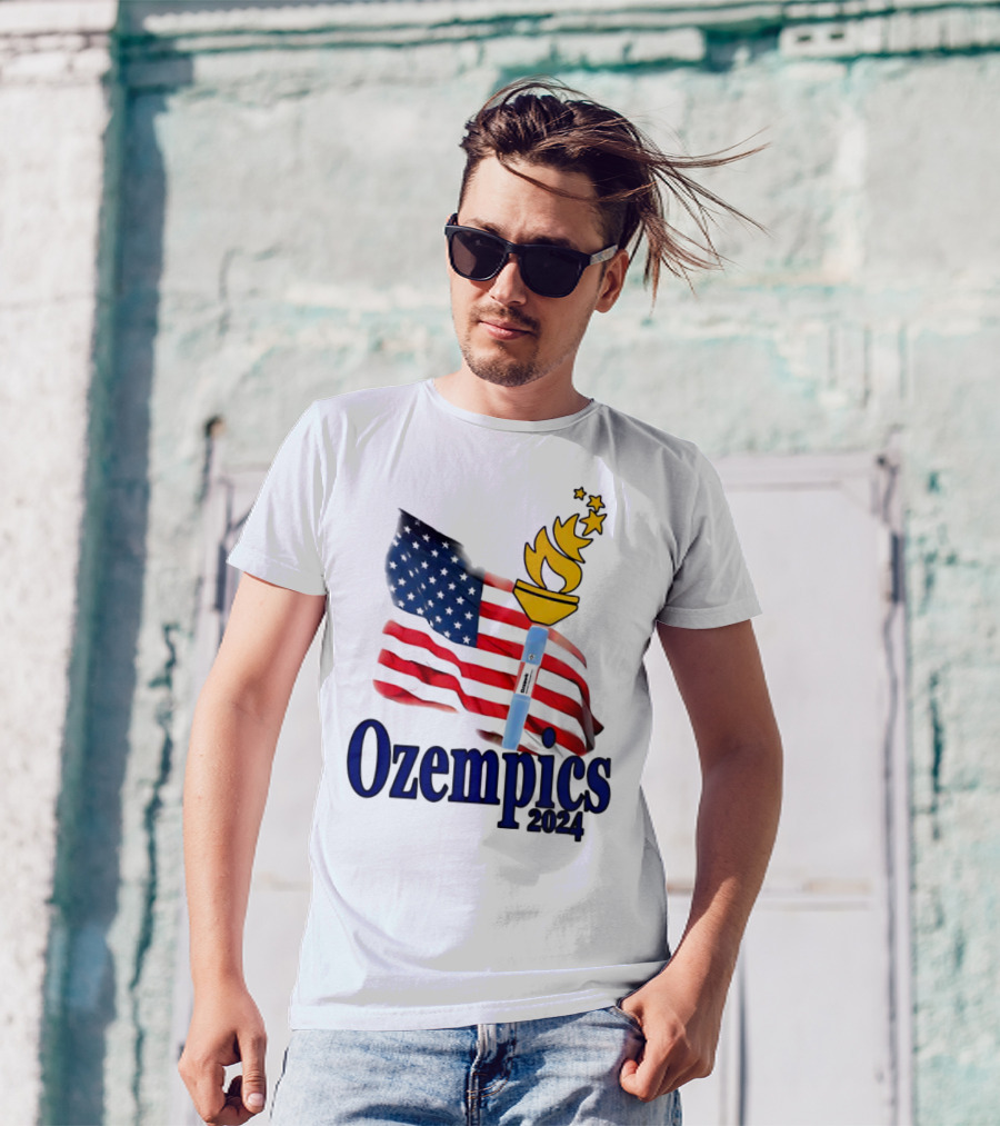 Ozempics 2024 American Flag Torch Stars T-Shirt