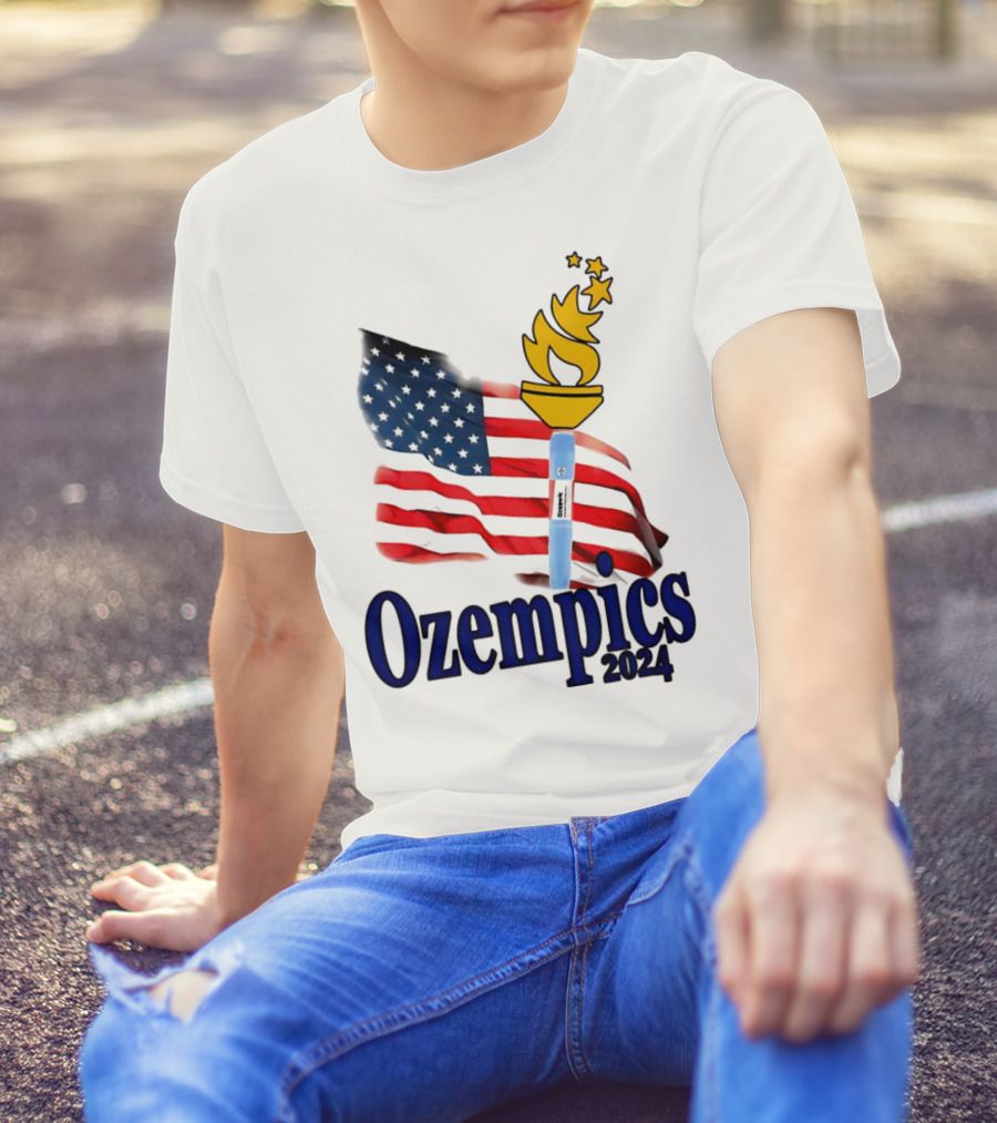 Ozempics 2024 American Flag Torch Stars T-Shirt