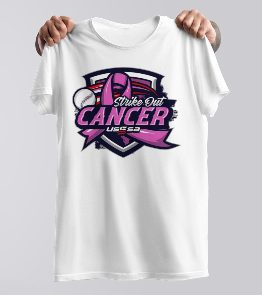 USSSA Arizona Baseball Strike Out Cancer 2024 Pink Ribbon And Baseball Shield T-Shirt