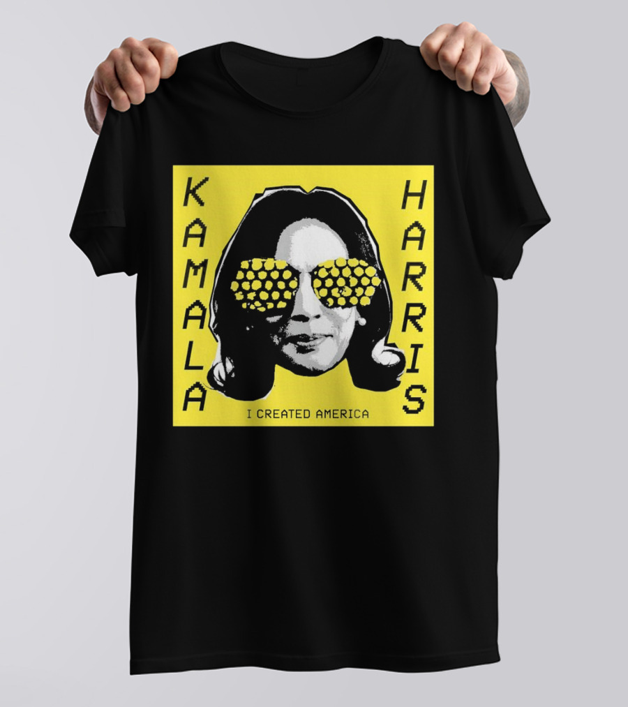 KAMALA HARRIS I CREATED AMERICA Yellow Print With Geometric Sunglasses T-Shirt