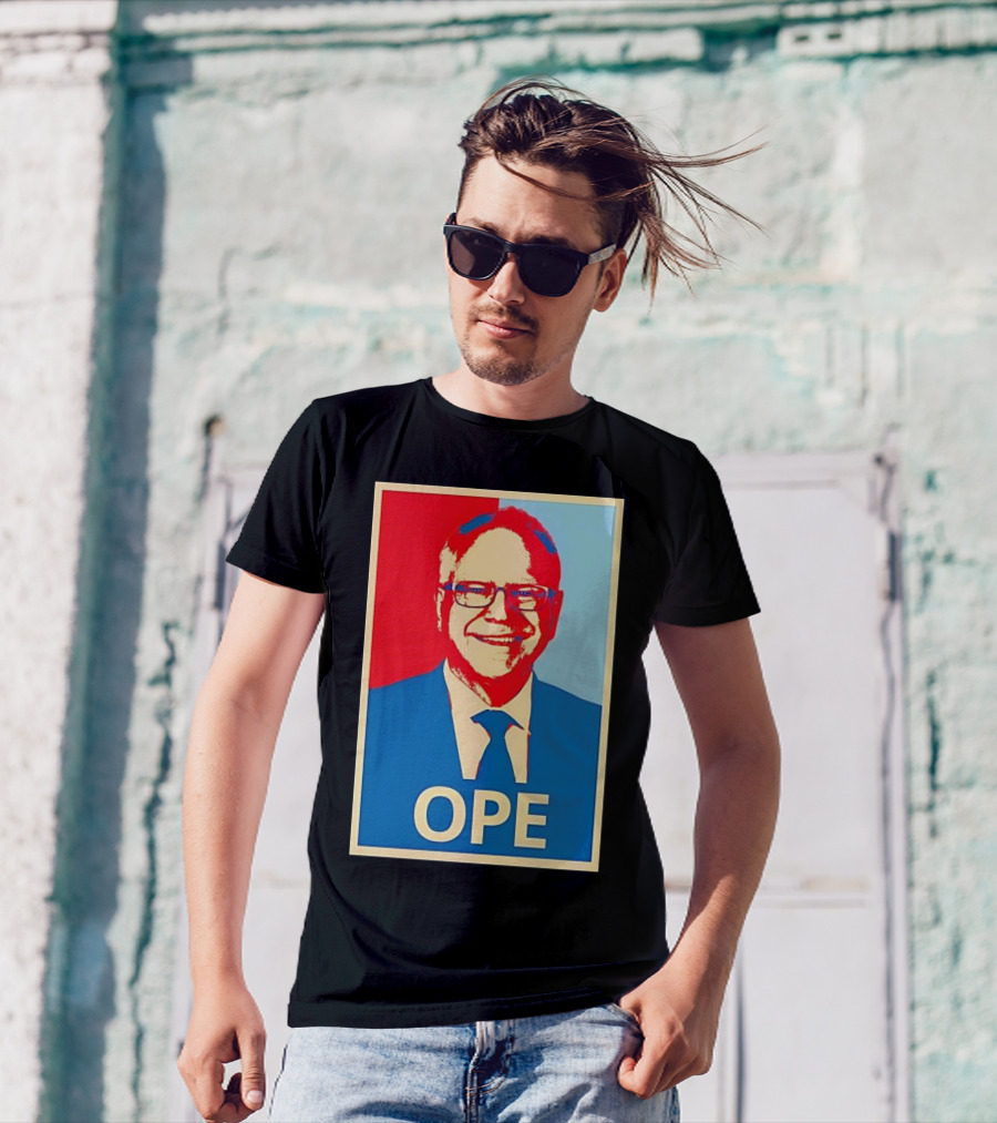 Tim Walz OPE Hope 2024 Poster Style Blue Red T-Shirt