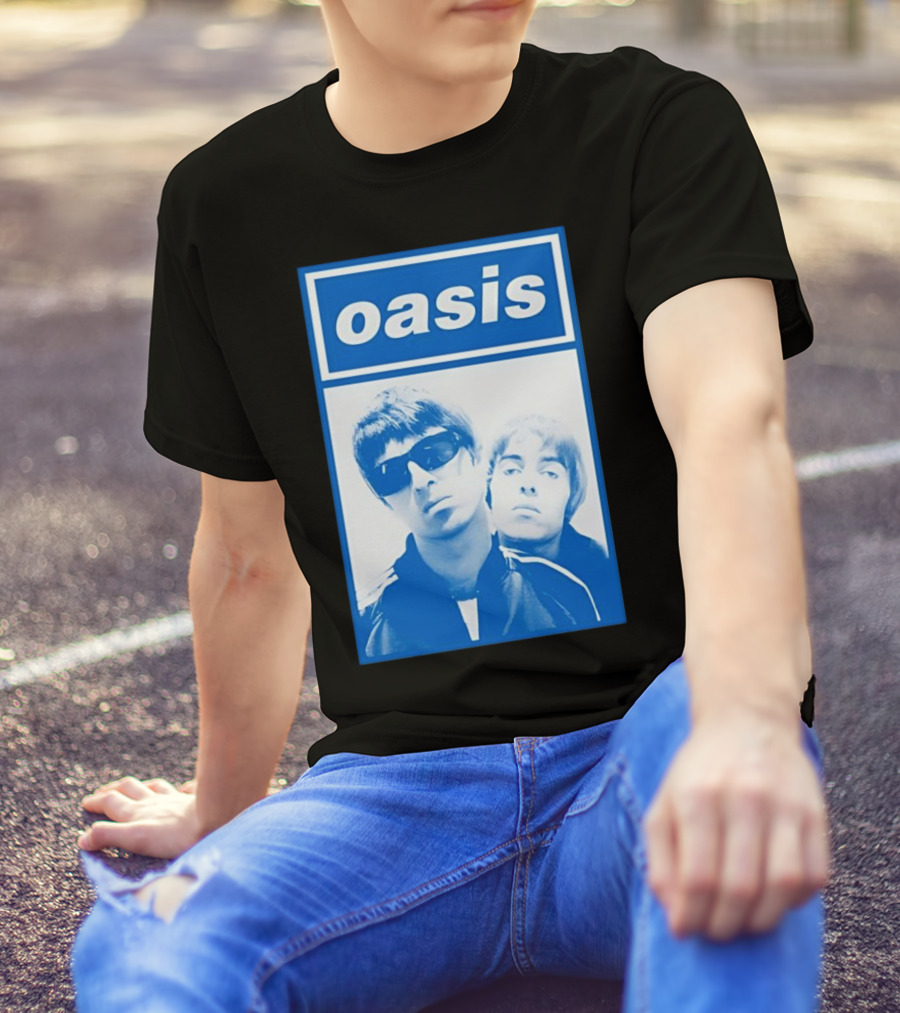 Oasis Noel And Liam Blue Photo T-Shirt