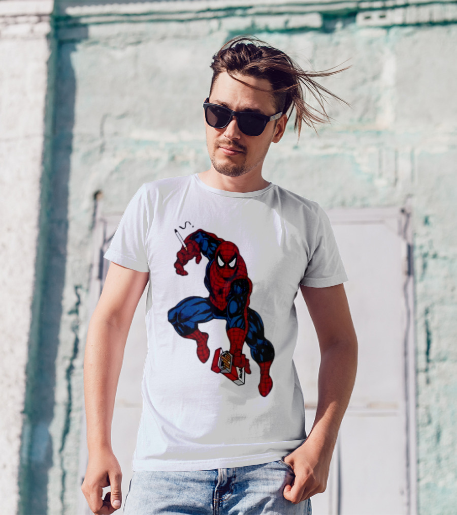 Spider-Man Smokerman Smoking Cigarette Comic T-Shirt