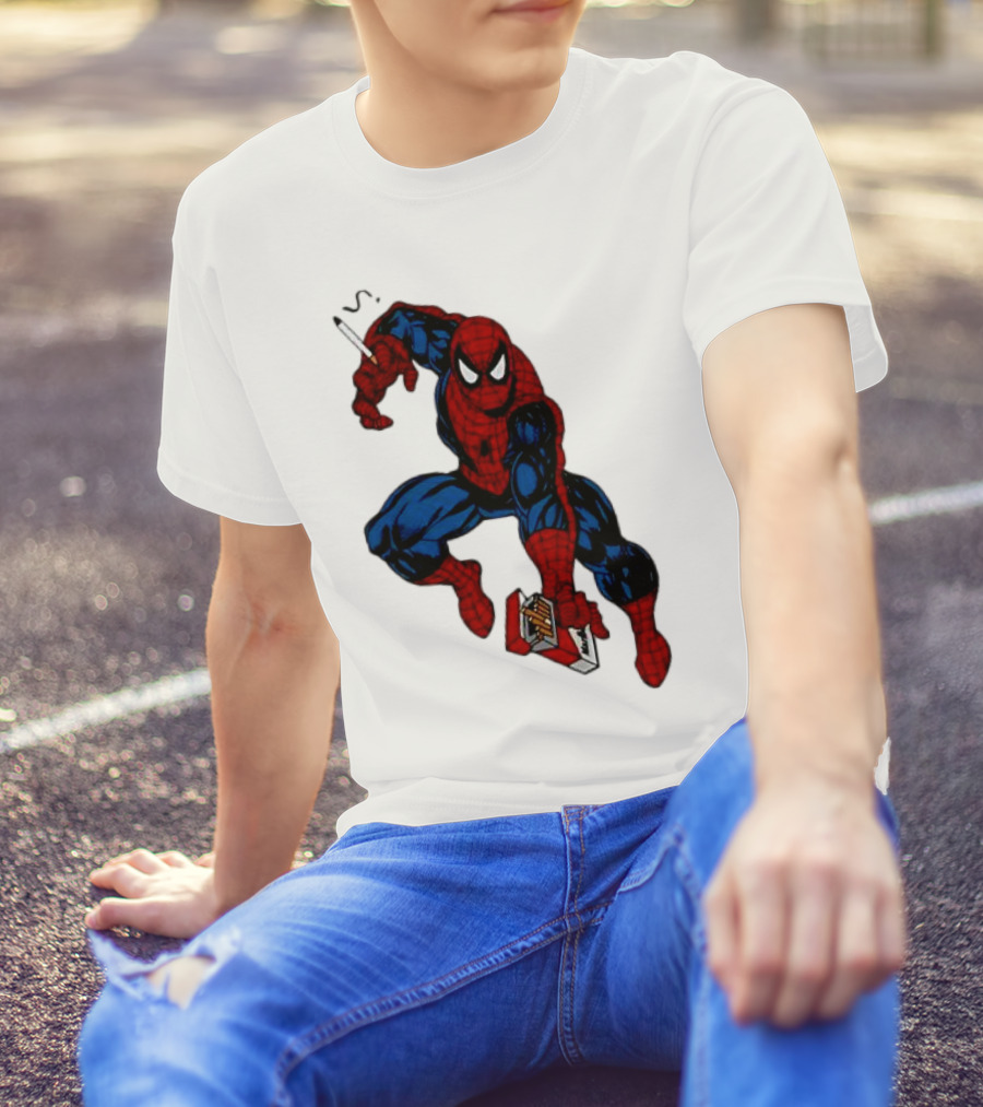 Spider-Man Smokerman Smoking Cigarette Comic T-Shirt