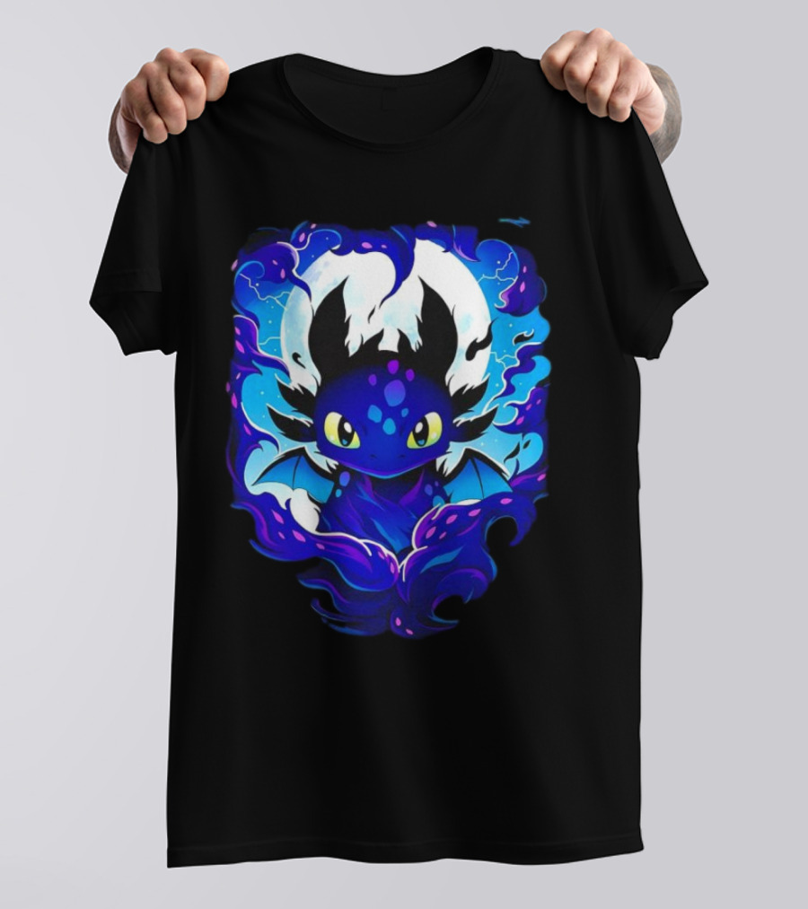 Toothless How To Train Your Dragon Darkness Cartoon Blue Flame T-Shirt