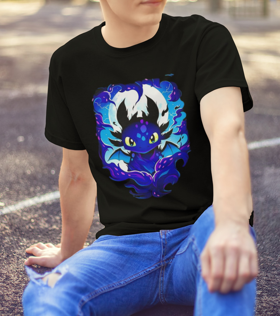 Toothless How To Train Your Dragon Darkness Cartoon Blue Flame T-Shirt