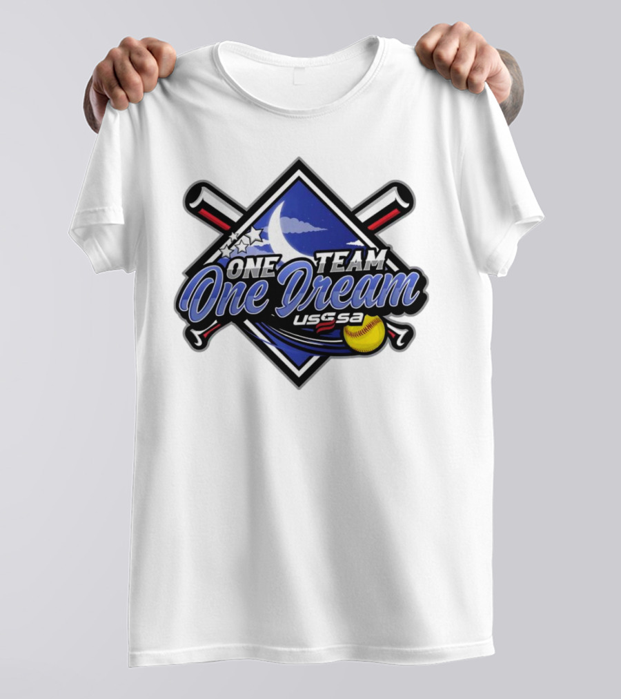 USSSA One Team One Dream Kentucky Fast Pitch 2024 Moon Stars Softball Bat Diamond American Flag T-Shirt
