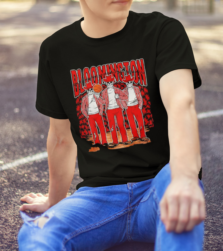 Bloomington Basketball Skeletons In Cowboy Hats T-Shirt