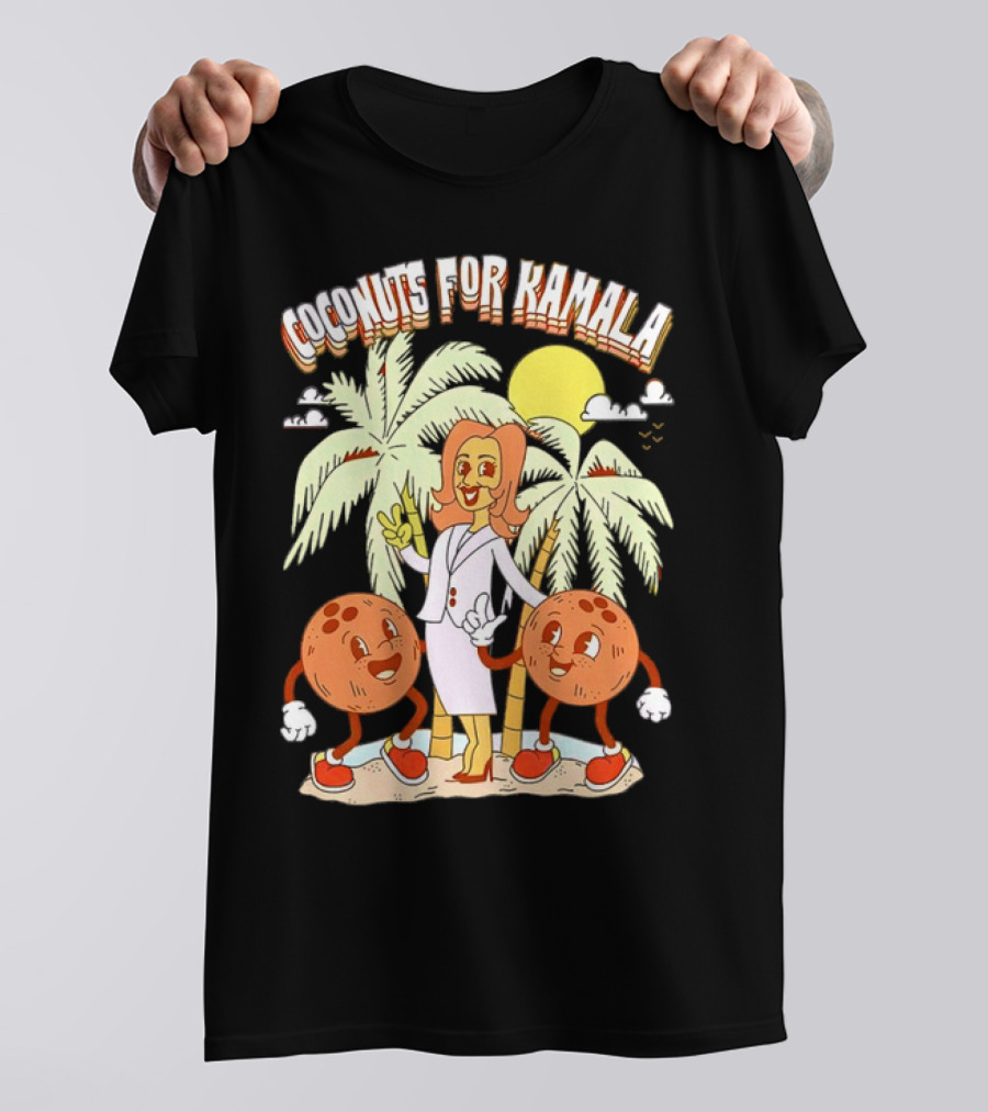 Coconuts For Kamala Cartoon Palms Sun Characters T-Shirt