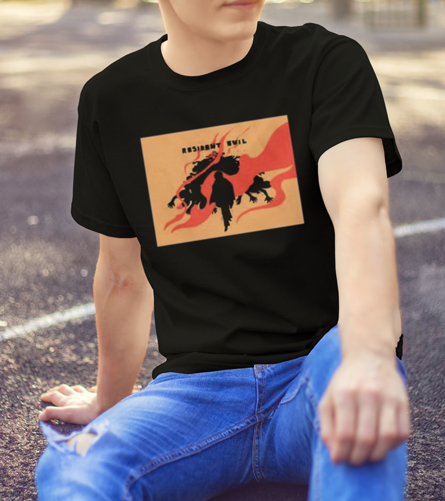Resident Evil Silhouette Shadow Red Flames T-Shirt